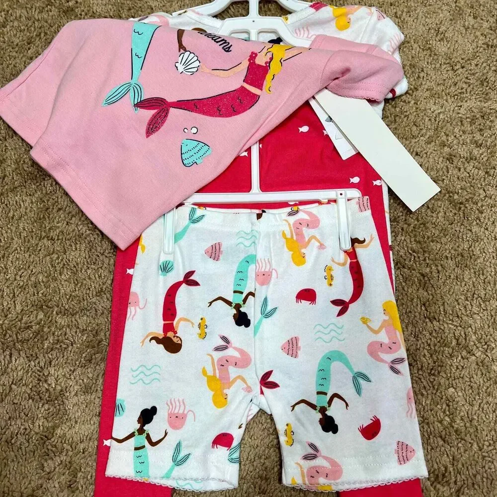 Carters Girl 24 months 4-Piece Pink Mermaid 100% Snug Fit Cotton Pajamas